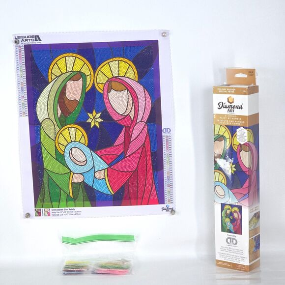 Completed Diamond Painting Nativity‎ Stained Glass Leisure Arts Holiday Wall Art - Picture 1 of 16